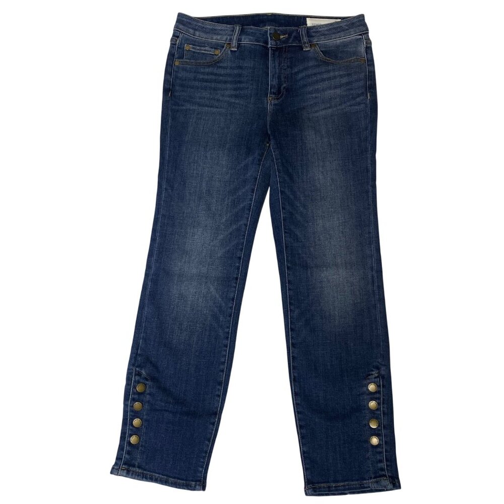 Vince Camuto Womens Denim Cropped Jeans W/ Button Hem 27/4